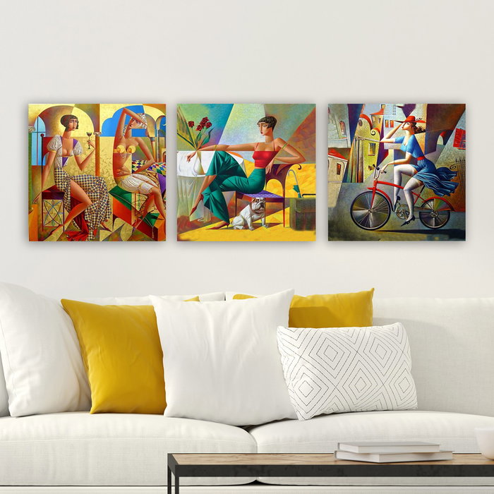 Wallity drprc6006 Conjunto de 3 Pinturas Decorativas en Lienzo Multicolor
